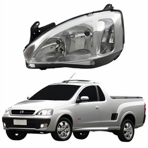 Farol Principal Gm Montana 2003 Até 2010 Pisca Raiado Máscara Cromada Lado Esquerdo Motorista