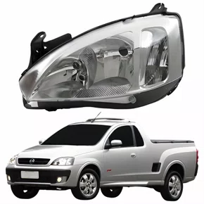 Farol Principal Gm Montana 2003 Até 2010 Pisca Raiado Máscara Cromada Lado Esquerdo Motorista