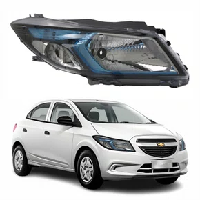Farol Principal Gm Onix 2012 Até 2016 Máscara Negra Friso Azul Lado Direito Passageiro