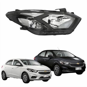 Farol Principal Gm Onix Prisma 2017 2018 2019 Máscara Negra Lado Direito Passageiro