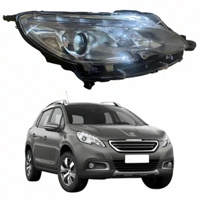 Farol Principal Peugeot 2008 2015 Até 2023 Máscara Cromada Lado Direito Passageiro