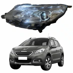 Farol Principal Peugeot 2008 2015 Até 2023 Máscara Cromada Lado Esquerdo Motorista