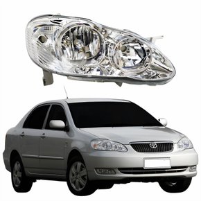Farol Principal Toyota Corolla 2003 Até 2008 Máscara Cromada Com Lente Frisada Lado Direito Passageiro