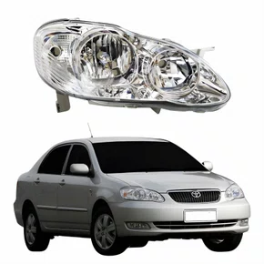 Farol Principal Toyota Corolla 2003 Até 2008 Máscara Cromada Com Lente Frisada Lado Direito Passageiro