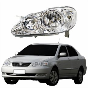 Farol Principal Toyota Corolla 2003 Até 2008 Máscara Cromada Com Lente Frisada Lado Esquerdo Motorista