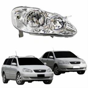 Farol Principal Toyota Corolla Fielder 2003 Até 2008 Máscara Cromada Com Lente Frisada Lado Direito Passageiro