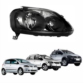 Farol Principal Vw Crossfox Fox Spacefox 2008 2009 2010 Máscara Negra Lado Direito Passageiro