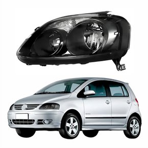 Farol Principal Vw Fox 2008 2009 2010 Máscara Negra Lado Esquerdo Motorista