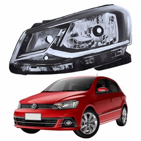 Farol Principal Vw Gol G7 2016 2017 2018 Foco Simples Friso Cromado Lado Esquerdo Motorista