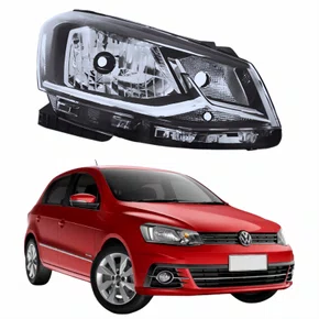 Farol Principal Vw Gol G7 2016 Até 2018 Foco Simples Friso Cromado Lado Direito Passageiro