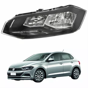 Farol Principal Vw Polo 2018 2019 2020 2021 2022 Máscara Negra Lado Esquerdo Motorista