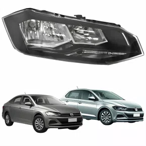 Farol Principal Vw Polo Virtus 2018 2019 2020 2021 2022 Máscara Negra Lado Direito Passageiro