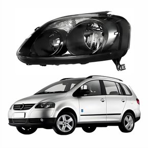 Farol Principal Vw Spacefox 2008 2009 2010 Máscara Negra Lado Esquerdo Motorista
