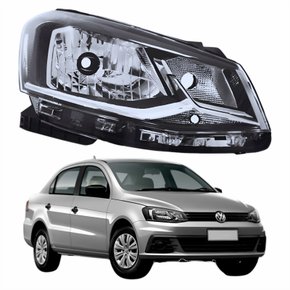 Farol Principal Vw Voyage G7 2017 2018 Foco Simples Friso Cromado Lado Direito Passageiro