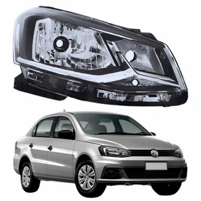 Farol Principal Vw Voyage G7 2017 2018 Foco Simples Friso Cromado Lado Direito Passageiro