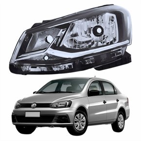 Farol Principal Vw Voyage G7 2017 2018 Foco Simples Friso Cromado Lado Esquerdo Motorista