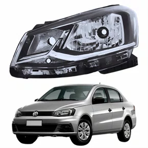 Farol Principal Vw Voyage G7 2017 2018 Foco Simples Friso Cromado Lado Esquerdo Motorista