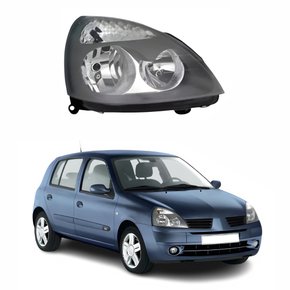 Farol Renault Clio 2003 Até 2012 Máscara Cinza Lado Direito Passageiro