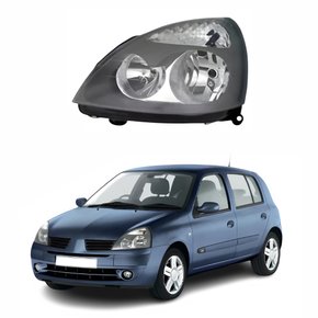 Farol Renault Clio 2003 Até 2012 Máscara Cinza Lado Esquerdo Motorista