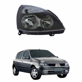 Farol Renault Clio 2003 Até 2012 Mascara Negra Lado Direito Passageiro
