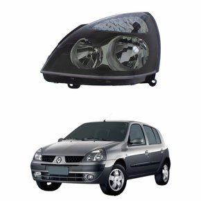 Farol Renault Clio 2003 Até 2012 Mascara Negra Lado Esquerdo Motorista