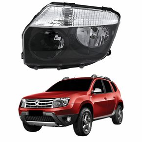 Farol Renault Duster 2010 Até 2014 Máscara Negra Lado Esquerdo Motorista