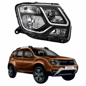 Farol Renault Duster 2015 Até 2020 Máscara Negra Lado Direito Passageiro