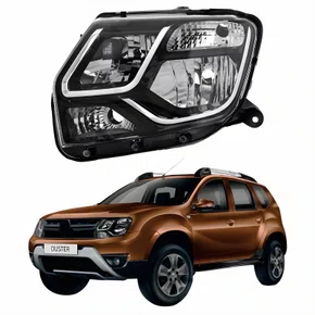 Farol Renault Duster 2015 Até 2020 Máscara Negra Lado Esquerdo Motorista
