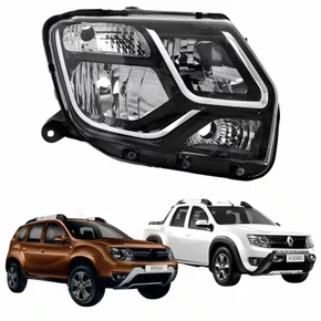 Farol Renault Duster Oroch 2015 Até 2020 Máscara Negra Lado Direito Passageiro