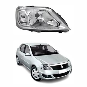 Farol Renault Logan 2007 Até 2010 Máscara Cromada Lado Direito Passageiro