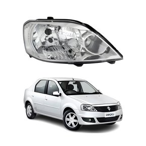 Farol Renault Logan 2011 Até 2014 Máscara Cromada Lado Direito Passageiro