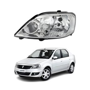 Farol Renault Logan 2011 Até 2014 Máscara Cromada Lado Esquerdo Motorista