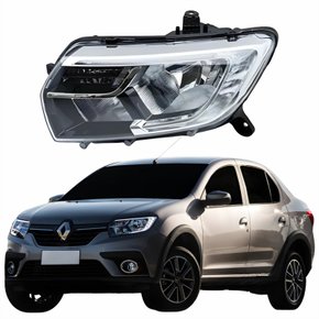 Farol Renault Logan 2020 2021 2022 Com Led 3 Riscos Lado Esquerdo Motorista