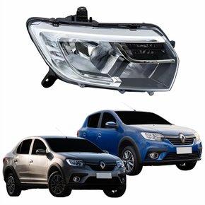 Farol Renault Logan Sandero 2020 2021 2022 Com Led 3 Riscos Lado Direito Passageiro