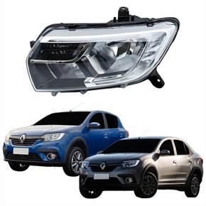 Farol Renault Logan Sandero 2020 2021 2022 Com Led 3 Riscos Lado Esquerdo Motorista