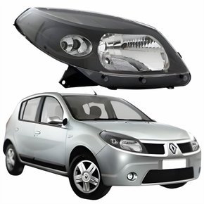Farol Principal Renault Sandero 2008 2009 2010 2011 Máscara Negra Lado Direito Passageiro