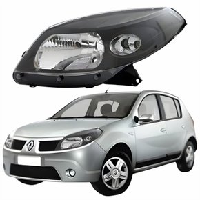 Farol Principal Renault Sandero 2008 2009 2010 2011 Máscara Negra Lado Esquerdo Motorista