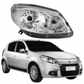 Farol Principal Renault Sandero 2012 2013 2014 Máscara Cromada Lado Direito Passageiro