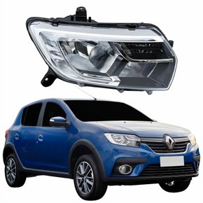 Farol Renault Sandero 2020 2021 2022 Com Led 3 Riscos Lado Direito Passageiro