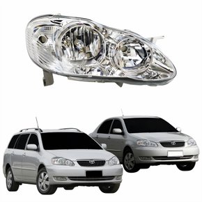 Farol Principal Toyota Corolla Fielder 2003 Até 2008 Máscara Cromada Com Lente Frisada Lado Direito Passageiro