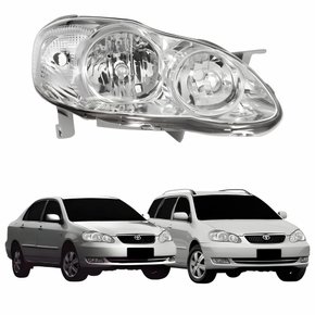 Farol Toyota Corolla Fielder 2003 Até 2008 Mascara Cromada Lado Direito Passageiro