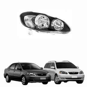 Farol Toyota Corolla Fielder 2003 Até 2008 Máscara Negra Com Anel Cromado Lado Direito Passageiro