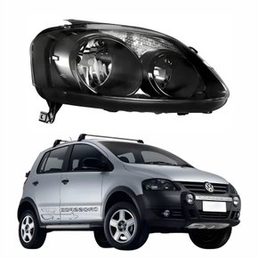 Farol Principal Vw Crossfox 2008 2009 2010 Máscara Negra Lado Direito Passageiro
