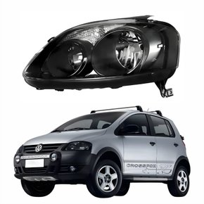 Farol Principal Vw Crossfox 2008 2009 2010 Máscara Negra Lado Esquerdo Motorista