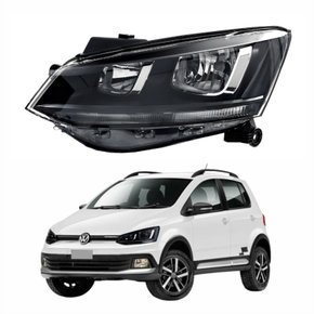 Farol Vw Crossfox 2015 Até 2019 Friso Preto Lado Esquerdo Motorista