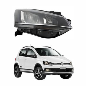 Farol Vw Crossfox 2015 Até 2019 Máscara Negra Friso Cromado Lado Direito Passageiro