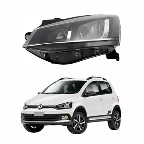 Farol Vw Crossfox 2015 Até 2019 Máscara Negra Friso Cromado Lado Esquerdo Motorista