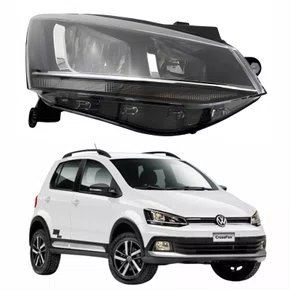 Farol Vw Crossfox 2015 Até 2019 ORIGINAL Máscara Negra Friso Cromado Lado Direito Passageiro