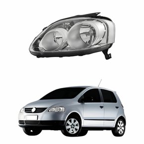 Farol Vw Fox 2008 2009 2010 Máscara Cromada Lado Esquerdo Motorista