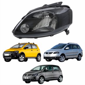 Farol Vw Fox 2003 Até 2009 Crossfox 2005 Até 2010 Spacefox 2005 Até 2009 Máscara Negra Lado Esquerdo Motorista